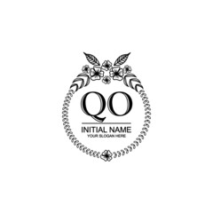 QO Initial handwriting logo template vector 
