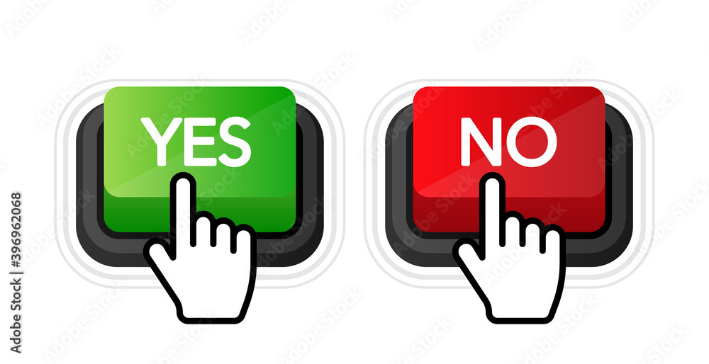 Poster yes and no button. approved and rejected. positive feedback concept. 3d flat button. vector illustra