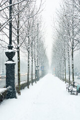 Budapest, Andrassy road, winter walkway