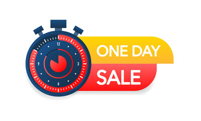 One day sale label, promotion icon. Vector illustration.