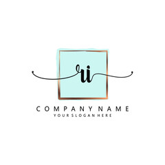 Fototapeta premium RI Initial handwriting logo template vector 
