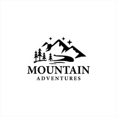 Mountain illustration, outdoor adventure. Vector graphics for a t shirt and other uses.
