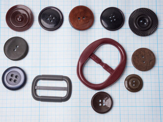 Many colorful garment buttons in various shapes and sizes