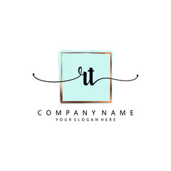 Obraz premium RT Initial handwriting logo template vector 