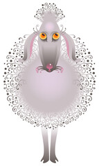 The stylized image of a lamb. Humor. Vector graphics