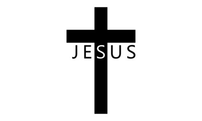 Jesus name with Cross, Christian faith, Typography for print or use as poster, card, flyer or T Shirt 