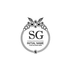 SG Initial handwriting logo template vector 