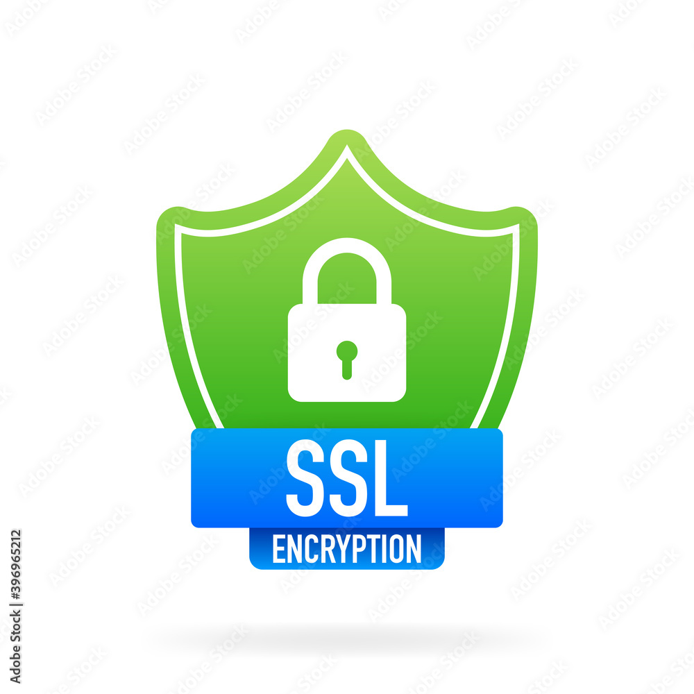 Aufkleber ssl encryption secure badge on white background. green banner. vector illustration.