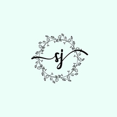 SJ Initial handwriting logo template vector 