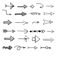 Set of arrows, vector illustration, hand drawing