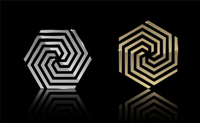 Gold and Silver Hexagon shape, Exclusive, Premium, Luxury, Creative Design, Vector and Illustration.