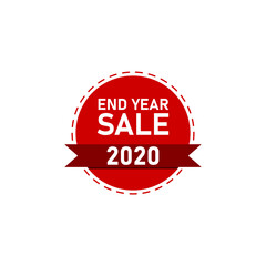 End Year Sale banners, ribbons decorated, 2020 Happy New Year, Merry Christmas, end year holidays. Mega sale, save money, cost reduction, Off price. White background EPS Vector