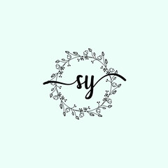 SY Initial handwriting logo template vector 