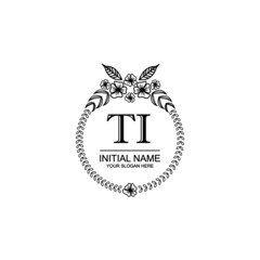 TI Initial handwriting logo template vector 