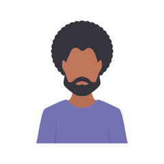 Afro-american with a round hairdo. Hair in the style of rasta. Vector.