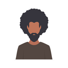 Young afro man avatar character male face portrait cartoon person vector illustration.
