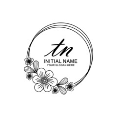 TN Initial handwriting logo template vector 