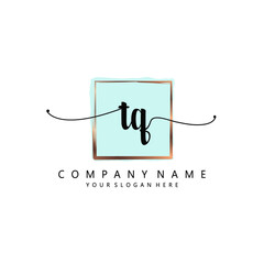 TQ Initial handwriting logo template vector 