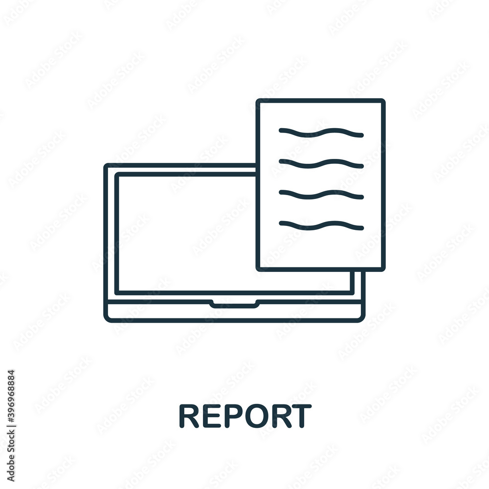 Poster report icon. line style element from community management collection. thin report icon for templates
