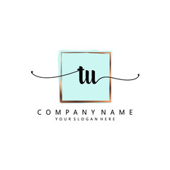 TU Initial handwriting logo template vector 