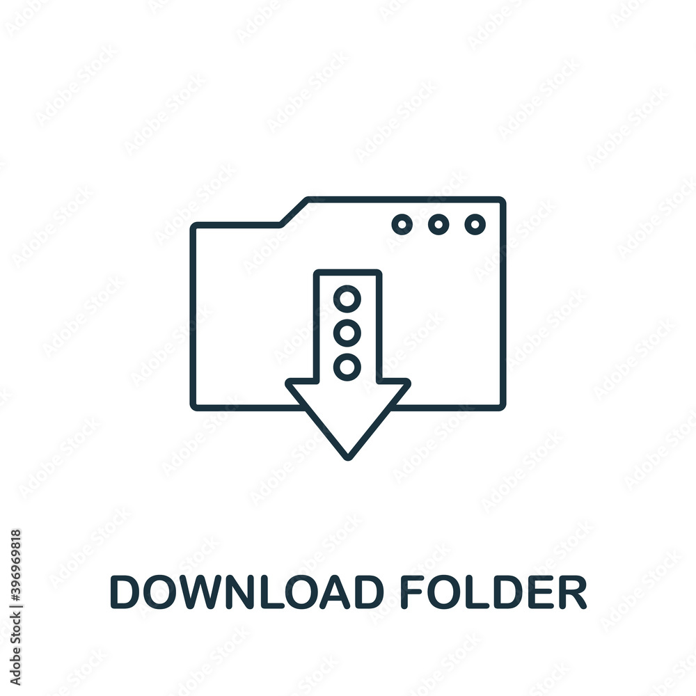 Poster download folder icon. line style element from data organization collection. thin download folder ico