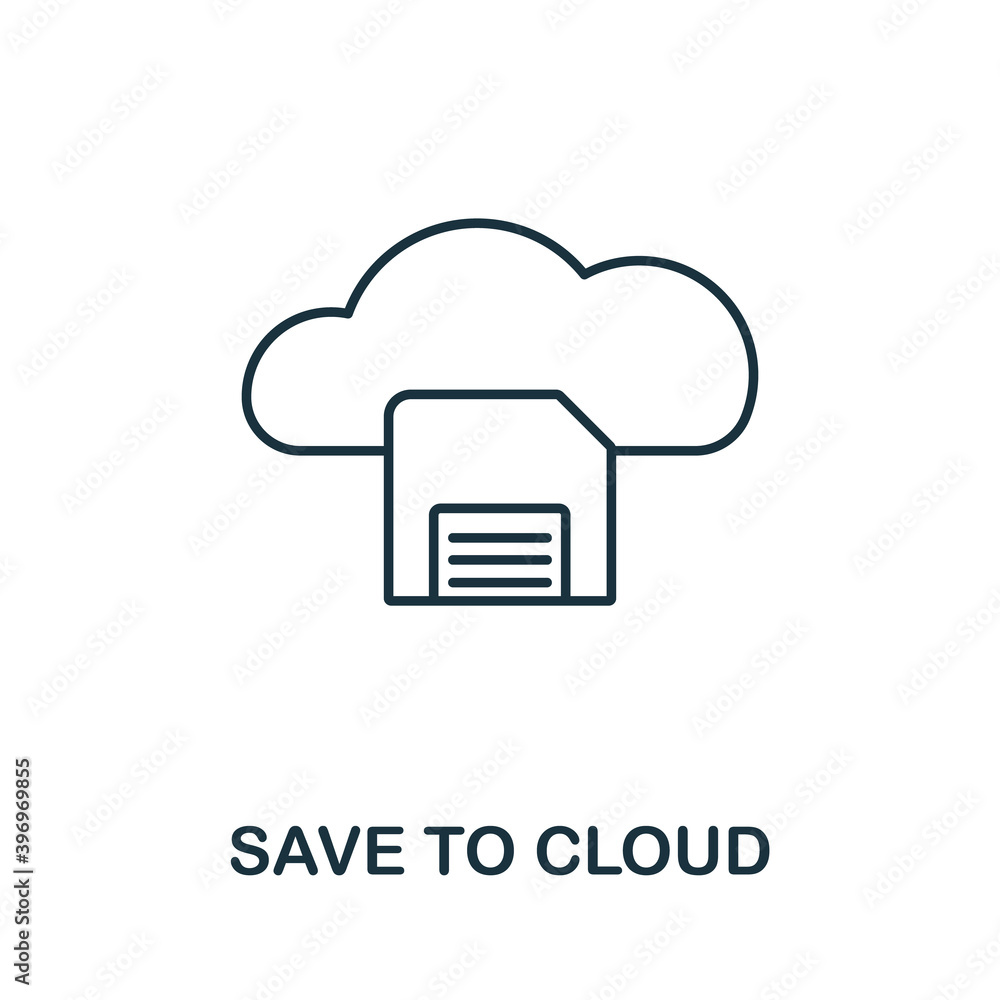 Aufkleber save to cloud icon. line style element from data organization collection. thin save to cloud icon fo