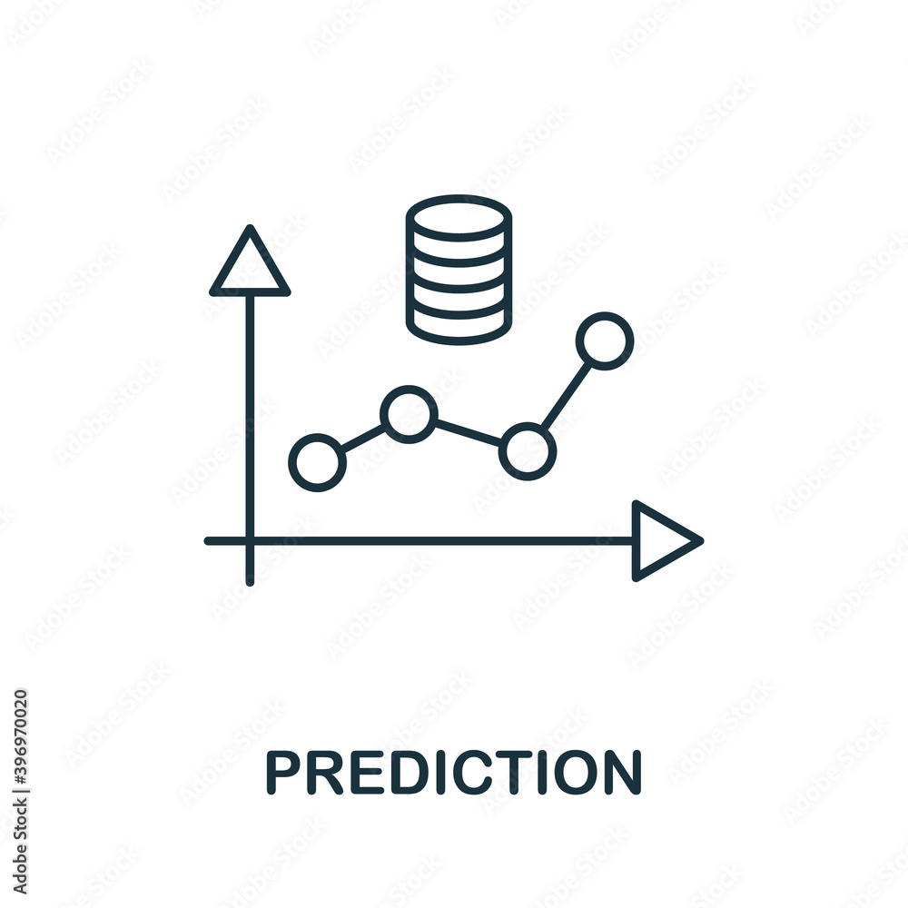 Poster prediction icon. line style element from data organization collection. thin prediction icon for temp