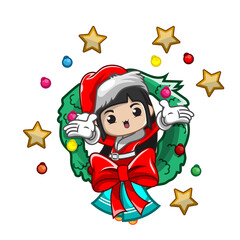 Cute girl ilustration for christmas day_14