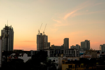 Fototapeta na wymiar group of building skyscraper in the morning light