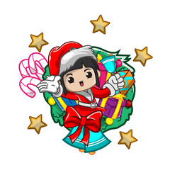 Cute girl ilustration for christmas day_26