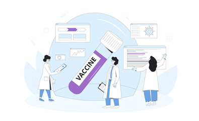 Vaccine candidate reseach done concept. Coronavirus treatment complete development. Corona virus injection test. Laboratory finding prevention. Expert conclude phase 3 study