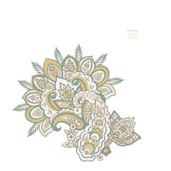 Paisley Floral oriental ethnic Pattern. Vector Damask Ornament