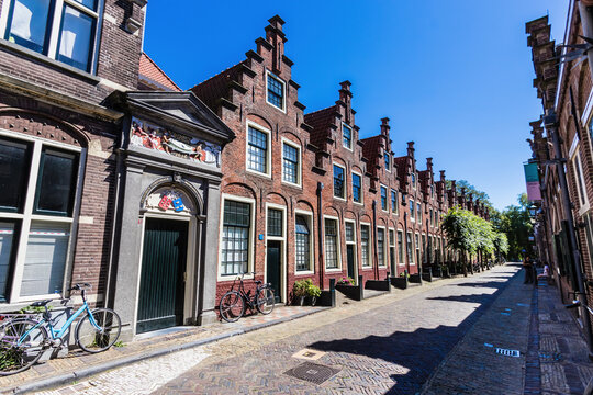 Groot Heiligland a famous street in the Haarlem historical center, The Netherlands