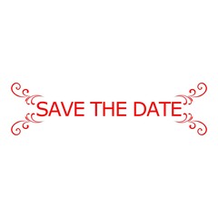 Red Save The Date Label isolated on white background