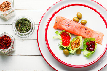 Salted salmon with spices