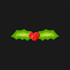 Christmas Holly Berry Icon Vector Flat Background