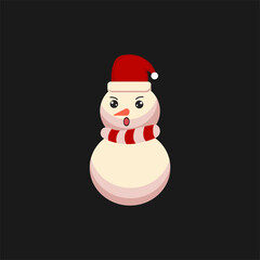 Christmas Snowman Icon Vector Flat Background