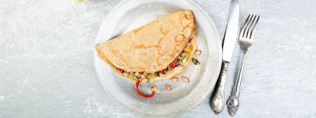 Banner of Savoury Buckwheat Pancake with White Beans