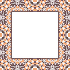 Obraz premium Oriental ornamental mosaic border. Arabic design for page decoration. Vector asian square frame