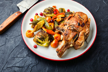 Pork rack with vegetables