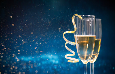 New Years Eve celebration background with champagne