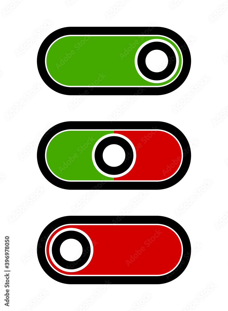 Poster on off switch button icon set. vector image.