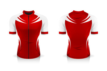 Specification Cycling Jersey template. mock up Sport T Shirt round neck uniform for bicycle apparel . Vector Illustration design , Separate work layers .