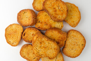 Garlic bread on a white background