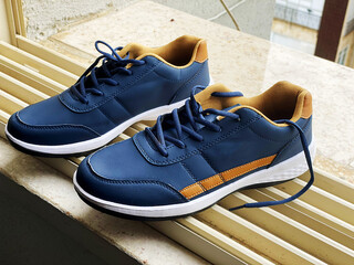 Naklejka premium Beautiful comfortable sports shoes. A close-up view