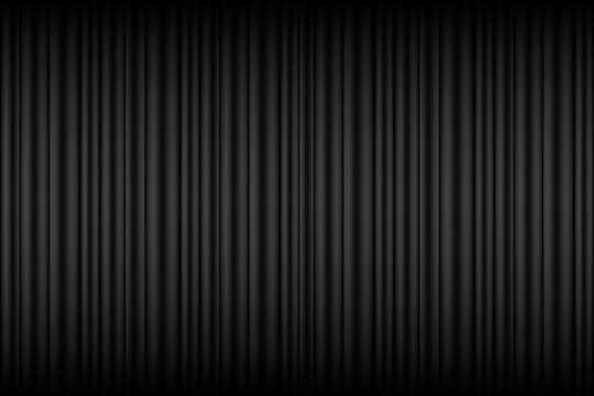 Black Curtain Background. Celebration Event Or Grand Opening Backdrop. Wallpaper. Vector