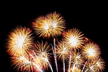 Abstract colorful firework display for celebration anniversary