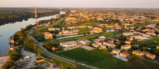 Aerial view of Boretto town, italy
