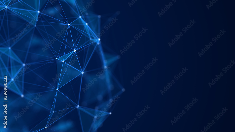 Aufkleber technology blue sphere with connecting dots, triangles and liles. digital abstract network structure