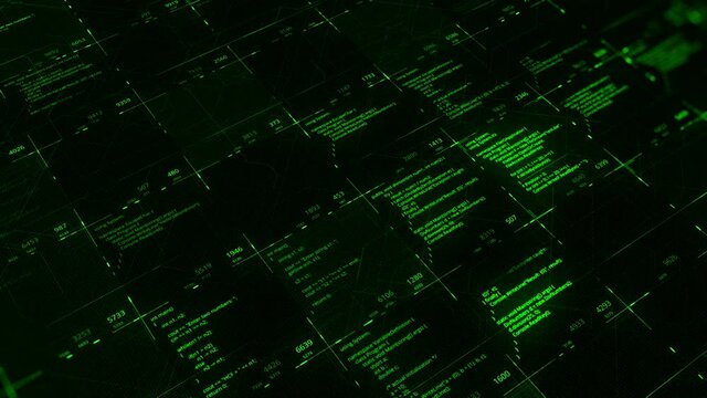 Futuristic screen with animated digital graphs, charts, computer data and numbers. Animation. Concept of economy, financial, technology or futuristic technologies, seamless loop.